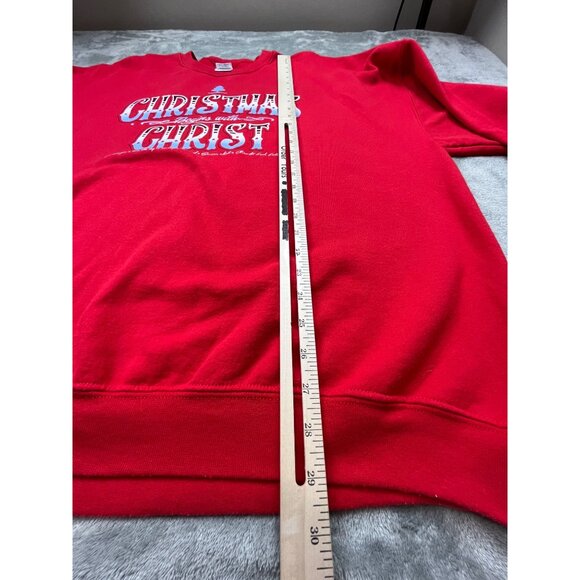 "Christmas Begins With Christ" Womens 3XL Red Sweater Christmas Holiday Tree God - Picture 5 of 8